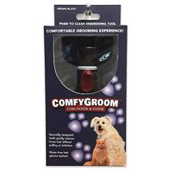 Penn-Plax ComfyGroom Deshedding Brush - For Dogs or Cats – Quick and Easy Grooming | Comfortable for your pet and easily comb out excess pet hair | Simple push button disposable makes clean up a snap