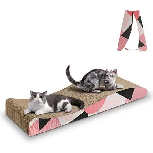 ComSaf Wave Curved Cat Scratching Pad, Foldable Cat Scratcher Cardboard, Corrugated Scratch Pad, Long Scratching Lounge Bed for Cat Kitten Kitty, Protecting Furniture, Reversible ComSaf Wave Curved Cat Scratching Pad, Foldable Cat Scratcher Cardboard, Corrugated Scratch Pad, Long Scratching Lounge Bed for Cat Kitten Kitty, Protecting Furniture, Reversible