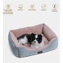 Orthopedic Pink Pet Beds for Small and Medium Dogs Calming Bed 25’’x21’’ Bolster Anxiety Dog Beds Padded Rim Bolster Pet Sleeping Sofa Bed with Warmer for Dogs and Cats