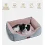 Orthopedic Pink Pet Beds for Small and Medium Dogs Calming Bed 25’’x21’’ Bolster Anxiety Dog Beds Padded Rim Bolster Pet Sleeping Sofa Bed with Warmer for Dogs and Cats