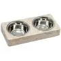 Creative Home Champagne Pet Double Dish Round Corners with 2.0 Qt. Stainless Steel Bowls Creative Home Champagne Pet Double Dish Round Corners with 2.0 Qt. Stainless Steel Bowls