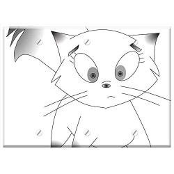 Triple Blank Wall Plate Cover - Cat Kitten Kitty Feline Pet Cute Grey