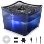 iPettie Kamino Pet Water Fountain, 101oz/3L, Ultra-Quiet Automatic Cat Water Dispenser with LED Light & Water Level Window, Auto Power Off USB Pump & Dual Filters for Cats and Dogs | Translucent Blue
