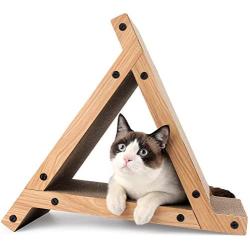 FUKUMARU 3 Sided Vertical Cat Scratching Post, Triangle Cat‘s Scratch Tunnels Toy, Scratcher Ramp for Kitten Play Exercise