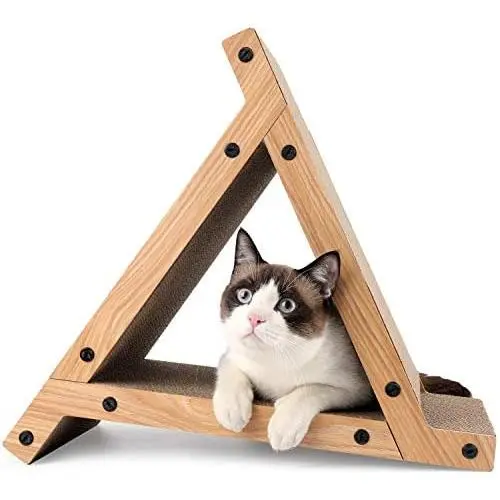 FUKUMARU 3 Sided Vertical Cat Scratching Post, Triangle Cat‘s Scratch Tunnels Toy, Scratcher Ramp for Kitten Play Exercise FUKUMARU 3 Sided Vertical Cat Scratching Post, Triangle Cat‘s Scratch Tunnels Toy, Scratcher Ramp for Kitten Play Exercise