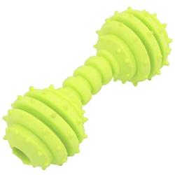 uxcell Rubber Dumbbell Shape Pet Training Soundable Bell Toy, Yellow/Green