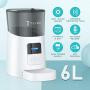 TSYMO Automatic Cat Feeder - 6L App Control Pet Food Dispenser for Cats & Puppies with Anti-Clog Design, Voice Recording, Scheduled Feeding and Portion Control, 1-15 Meals a Day