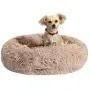 Houseables Comfort & Anti-Anxiety Dog Bed, Beds for Dogs, 30” x 30” x 5”, Beige, Round, Cuddler, Plush Donut Pillow, Cats, Puppy, Snuggle, Slumber Ball, Doggy Nest, Burrow, Washable, Self-Warming