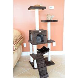 GleePet GP78570923 Cat Tree with Ramp, 57-Inch, Coffee Brown