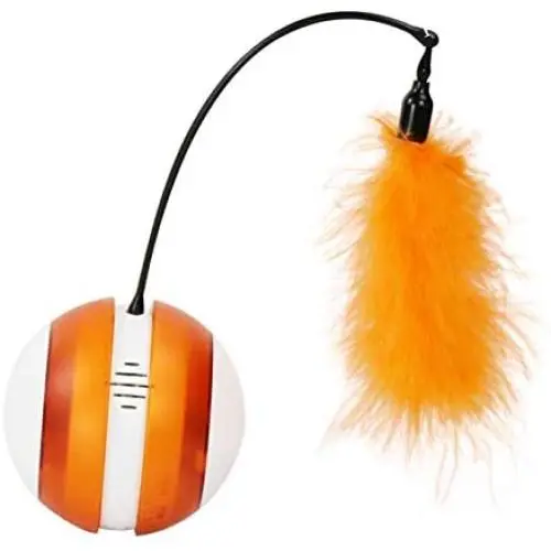 ocijf179 Cat Toy LED Light Electrical Feather Ball Pet Cats Kitten Teaser Stick Interactive Toy - Orange White ocijf179 Cat Toy LED Light Electrical Feather Ball Pet Cats Kitten Teaser Stick Interactive Toy - Orange White