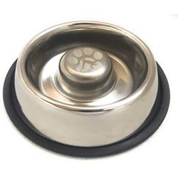 Kobys Paws Stainless Steel Slow Feed Interactive Dog Bowl with Non-Slip Bottom Prevents Bloat, Rapid Eating and Improves Digestive Health