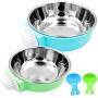 Bac-kitchen Crate Dog Bowl - Removable Stainless Steel Hanging Pet Cage Bowl Food & Water Feeder Coop Cup for Cat Puppy Bird Pets Guinea Pigs