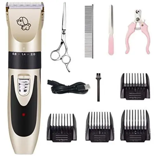 HATALKIN Dog Clippers, Professional Low Noise Rechargeable Pet Hair Grooming Clippers Kit Cordless Electric Clipper Shaver for Small Large Dogs Cats Animals (Silver) HATALKIN Dog Clippers, Professional Low Noise Rechargeable Pet Hair Grooming Clippers Kit Cordless Electric Clipper Shaver for Small Large Dogs Cats Animals (Silver)