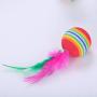 avbxcuecc 5pcs/Set Cat Ball Toys with Feather Pets Kitten Teaser Interactive Funny Supplies