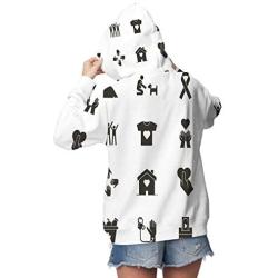 Cute Doodle Houses on Blackboard -.- -,Womens Pullover Hoodies with Big Pocket House S