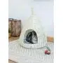 PawsMark Natural Willow Pet Sleeping Bed, Cave, Basket for Dog or Cats with Cushion, White (QI003681) PawsMark Natural Willow Pet Sleeping Bed, Cave, Basket for Dog or Cats with Cushion, White (QI003681)