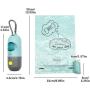 Dog Poop Pickup Bags Holder with LED Flashlight|Pet Waste Bags Dispenser for Lead Leash|Diaper Bags Distributor for Cradle Car|Carabiner Fastener LR44 Button Cells Included 1 Pack (Crystal Blue)