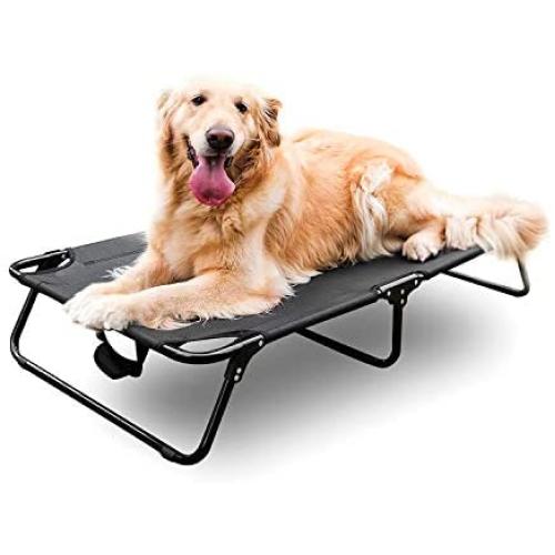 CROWNY Elevated Dog Bed Portable 42''/35'' Raised Dog Bed for Large Dogs, Outdoor Pet Bed with Durable Frame, Breathable Mesh, Foldable