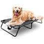 CROWNY Elevated Dog Bed Portable 42''/35'' Raised Dog Bed for Large Dogs, Outdoor Pet Bed with Durable Frame, Breathable Mesh, Foldable