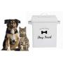 Morezi Dog Cat Treat and Food Storage Tin with Lid and Scoop Included - White Powder-Coated Carbon Steel - Rubber Seal Lids Safety - Storage Canister Tins