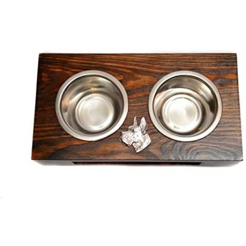 Deutsche Dogge Cropped, Great Dane, a Dogs Bowl with a Relief from ArtDog