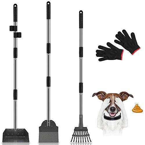 MOICO Dog Pooper Scooper, 3 Pack Upgraded Adjustable Long Handle Metal Tray, Rake and Spade Poop Scoop, Pet Waste Removal Pooper Scooper for Large Medium Small Dogs and Pets MOICO Dog Pooper Scooper, 3 Pack Upgraded Adjustable Long Handle Metal Tray, Rake and Spade Poop Scoop, Pet Waste Removal Pooper Scooper for Large Medium Small Dogs and Pets