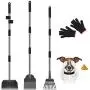 MOICO Dog Pooper Scooper, 3 Pack Upgraded Adjustable Long Handle Metal Tray, Rake and Spade Poop Scoop, Pet Waste Removal Pooper Scooper for Large Medium Small Dogs and Pets