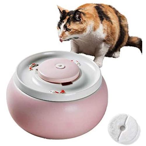 RUIGPRO Intelligent Ceramic Pets Water Dispenser Fountain Pet Supplies Automatic Mute Suitable for Cats and Dogs Filtered Water Ceramic Design and Easy to Clean