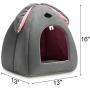 Hollypet Self-Warming 2 in 1 Foldable Comfortable Triangle Cat Bed Tent House, Baby Gray