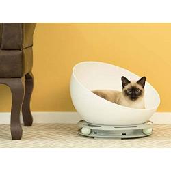 PawsMark Plastic Bowl Shaped Sleeping Bed House Cat Cave Lounge with Ball Toy