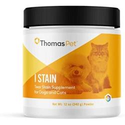 Thomas Pet I Stain - Tear Stain Remover for Dogs & Cats - Combats Red Yeast Eye Stains - (12 Ounces, Powder)