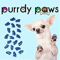 Purrdy Paws 40-Pack Soft Nail Caps for Dogs Claws Blue Glitter