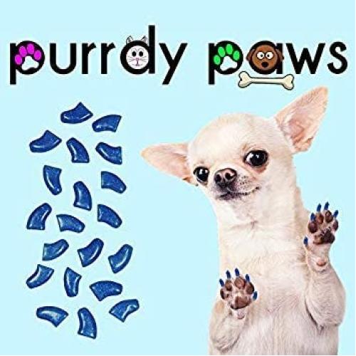 Purrdy Paws 40-Pack Soft Nail Caps for Dogs Claws Blue Glitter