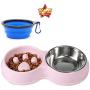 HXN Slow Feeder Dog Bowls with Non-Slip Bottom, Double Cat Dog Feeder Cat Bowl with Detachable Stainless Steel Bowl, Dog Food and Water Bowl for Small Medium Dog Cat, Collapsible Dog Bowls as a Gift
