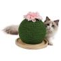 metropet Cat Tree with Scratching Post, Durable Sisal Rope Cactus Cat Scratcher with Pink Decorative Flowers for Small Medium Large Adult Cats Kittens Green