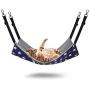 RayCC Ajustable Cat Hammock Cat Bed Sleeping Hammock Hanging Cage Chair Hammock for Cat Small Dogs （Grey and Blue Star）