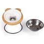 Jemirry Ceramic Titl Angle Elevated Raised Pet Bowl with Wood Stand for Cats and Puppy, Cat Food Water Basic Bowl