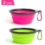 Clan_X Collapsible Dog Travel Bowls - 2 PCS Portable Silicone Pet Bowls with Carabiner, Foldable Bowl Dish for Hiking Camping Walking Dog Cat Food Water Feeding Bowls