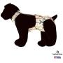 Barkertime Dog Diaper Overall - Made in USA - Paris Eiffel Tower on Cream Escape-Proof Washable Dog Diaper Overall for Dog Incontinence, Marking, Housetraining and Females in Heat