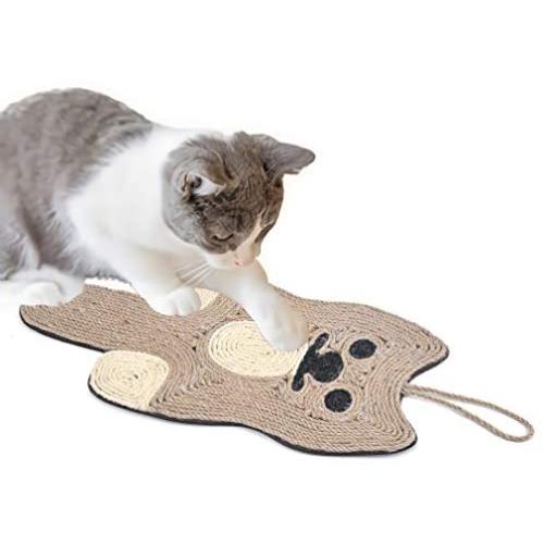 Cat Scratchers for Indoor Cats,Natural Sisal Anti-Bite Cat Scratch Pad for Floor,Wall Mounted Non Slip Cats Scratching Mat for Sleeping,Exercising,Playing,Cute Kitty Shape Toys,Protector of Furniture