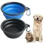 2 Pack Collapsible Dog Bowls for Travel; Silicone Food / Water Bowls for Dog, Cat; Portable, Foldable, Expandable Pet Feeding Watering Dish for Travel, Indoors and Outdoors with 2 Carabiners 2 Pack Collapsible Dog Bowls for Travel; Silicone Food / Water Bowls for Dog, Cat; Portable, Foldable, Expandable Pet Feeding Watering Dish for Travel, Indoors and Outdoors with 2 Carabiners
