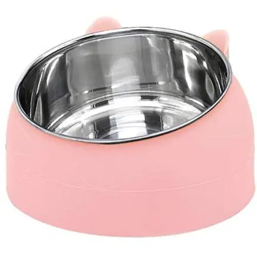 Stainless Steel Dog Cat Bowl, Aiboria Round Ergonomic Slanted Non-Slip Pet Bowl for Dog Puppy Cat and Kitten, Tilted Angle Food Water Bowl Pet Feeder, Easy to Clean, Pink (Small/6.8 Ounces) Stainless Steel Dog Cat Bowl, Aiboria Round Ergonomic Slanted Non-Slip Pet Bowl for Dog Puppy Cat and Kitten, Tilted Angle Food Water Bowl Pet Feeder, Easy to Clean, Pink (Small/6.8 Ounces)