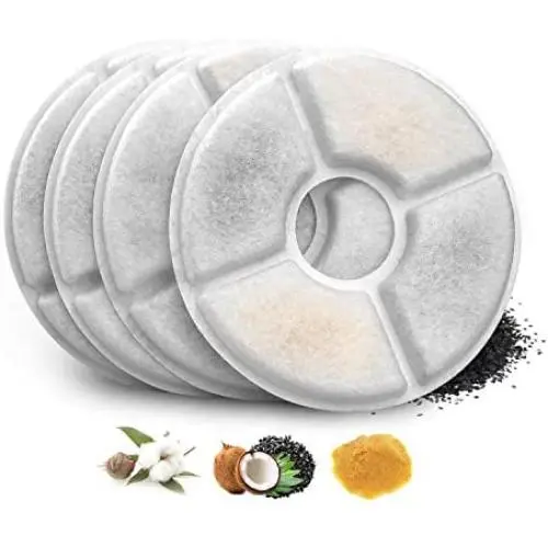 Tiumiso EZMioo Cat Water Fountain Filters, Pet Fountain Filter Triple Filtration System Replacement Filter, Concentrated Carbon Technology Filters for Automatic Flower Water Dispenser(4 Pack, 4 Pack)