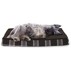 FurHaven Pet Dog Bed - Deluxe Orthopedic Faux Sheepskin and Plaid Pet Bed for Dogs and Cats, Java Brown, Medium