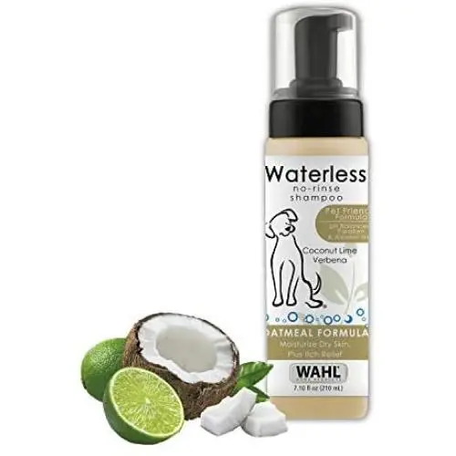 Wahl Pet Friendly Waterless No Rinse Shampoo for Animals – Oatmeal & Coconut Lime Verbena for Cleaning, Conditioning, Detangling & Moisturizing Dogs, Cats & Horses – 7.1 Oz Wahl Pet Friendly Waterless No Rinse Shampoo for Animals – Oatmeal & Coconut Lime Verbena for Cleaning, Conditioning, Detangling & Moisturizing Dogs, Cats & Horses – 7.1 Oz
