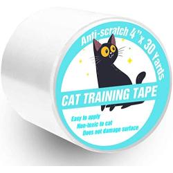 Polarduck Anti Cat Scratch Tape, 4 inches x 30 Yards Cat Training Tape, 100% Transparent Clear Double Sided Cat Scratch Deterrent Tape, Furniture Protector for Couch, Carpet, Doors, Pet & Kid Safe