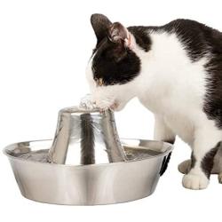PetSafe Stainless Steel Cat and Dog Water Fountain - Seaside 60 oz or 360 Multi-Pet 128 oz Drinking Fountain