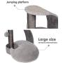 Happi N Pets Premium All in One Cat Posts and Scratchers, Scratching Posts for Indoor Cats with Arch Scratching Pad & Big Soft Cat Bed, Comfortable for Adult Cats & Kittens, Space Saver, Grey