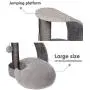 Happi N Pets Premium All in One Cat Posts and Scratchers, Scratching Posts for Indoor Cats with Arch Scratching Pad & Big Soft Cat Bed, Comfortable for Adult Cats & Kittens, Space Saver, Grey