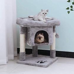 BEWISHOME Cat Tree Cat House Cat Condo with Sisal Scratching Posts, Plush Perch, Cat Tower Furniture Cat Bed Kitty Activity Center Kitten Play House